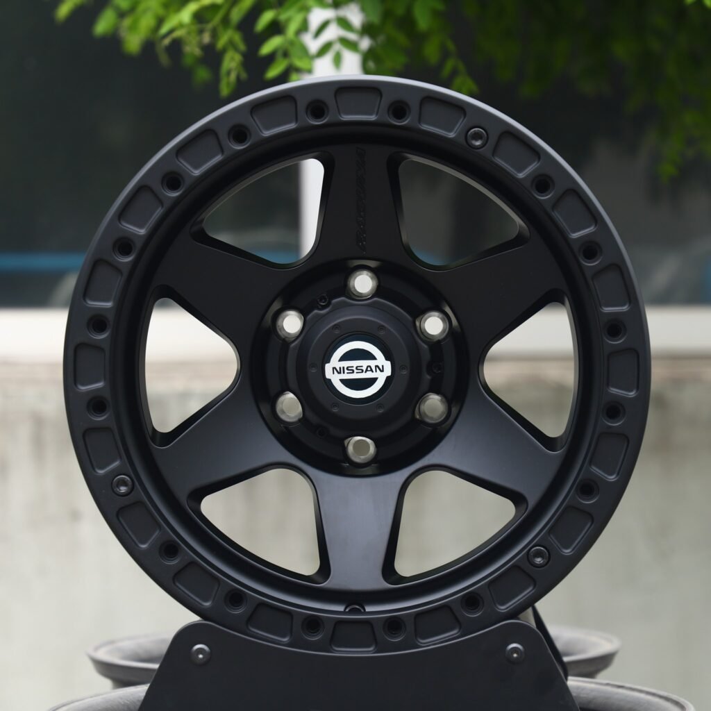 Toyota Tacoma wheels – Matte Black 6-Spoke, front view
