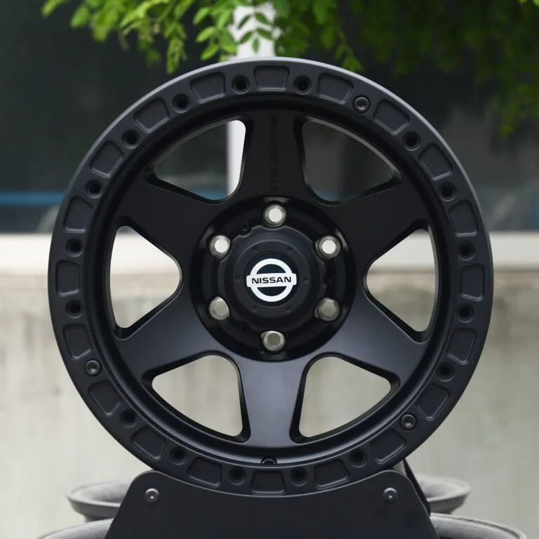 Toyota Tacoma wheels – Matte Black 6-Spoke, front view