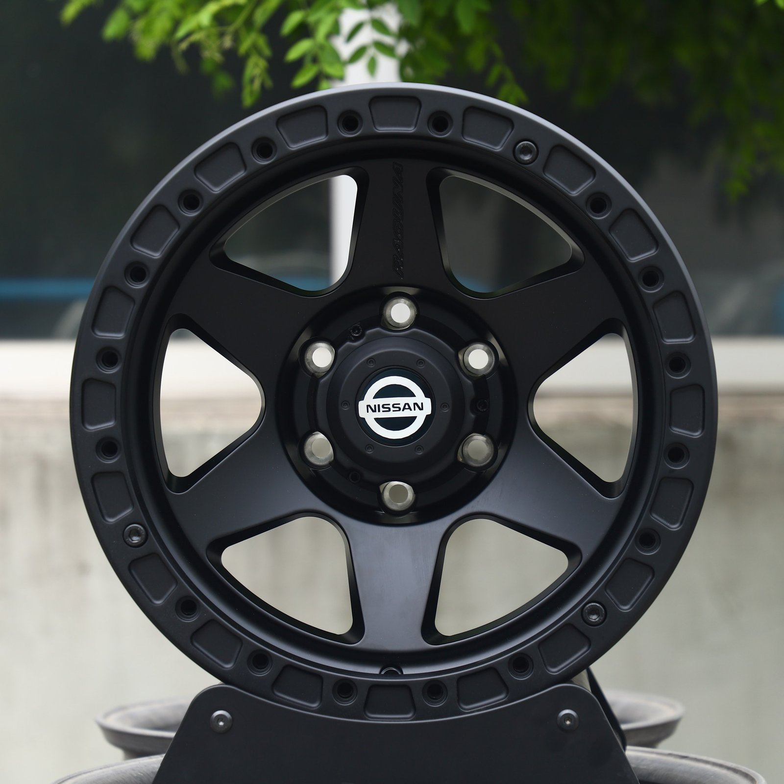 Toyota Tacoma wheels – Matte Black 6-Spoke, front view