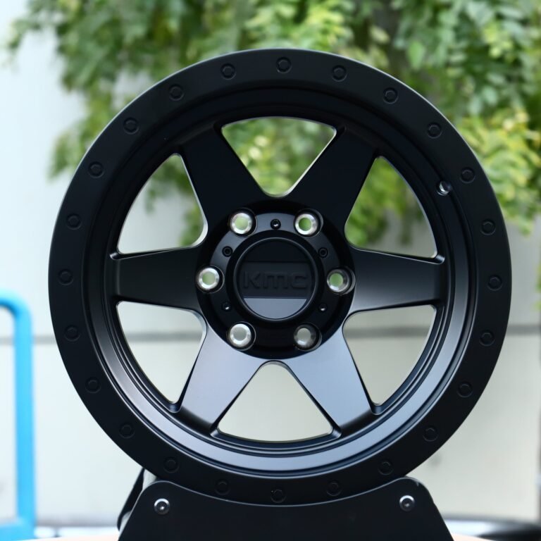 Ford F-150 wheels – Matte Black 6-Spoke Semi-Full-Face Exposed Bolt Detail, front view