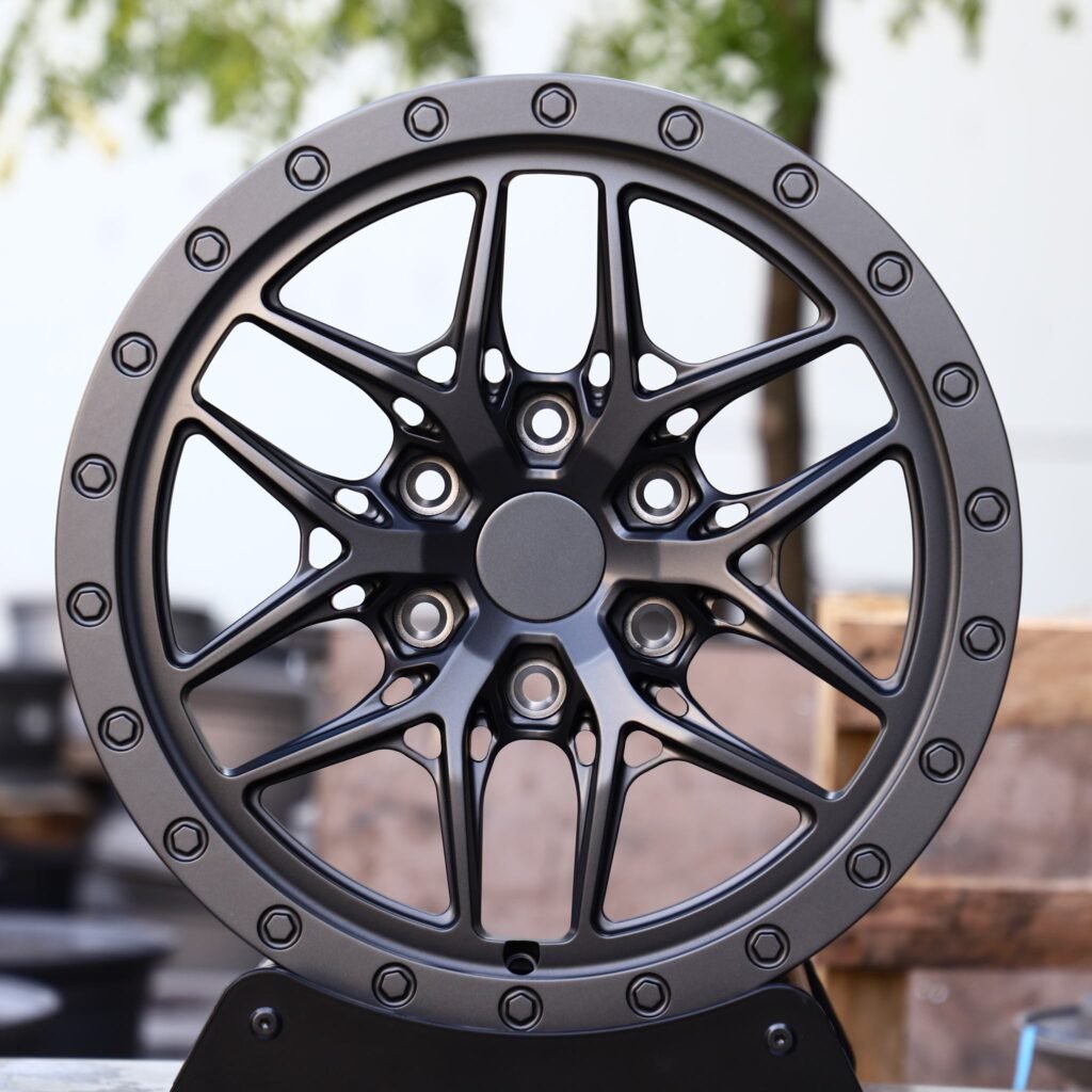 Ford F-150 wheels – Matte Black 6 Y-Spoke Exposed Bolt Detail, front view