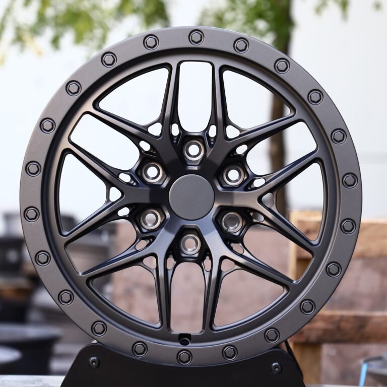 Ford F-150 wheels – Matte Black 6 Y-Spoke Exposed Bolt Detail, front view
