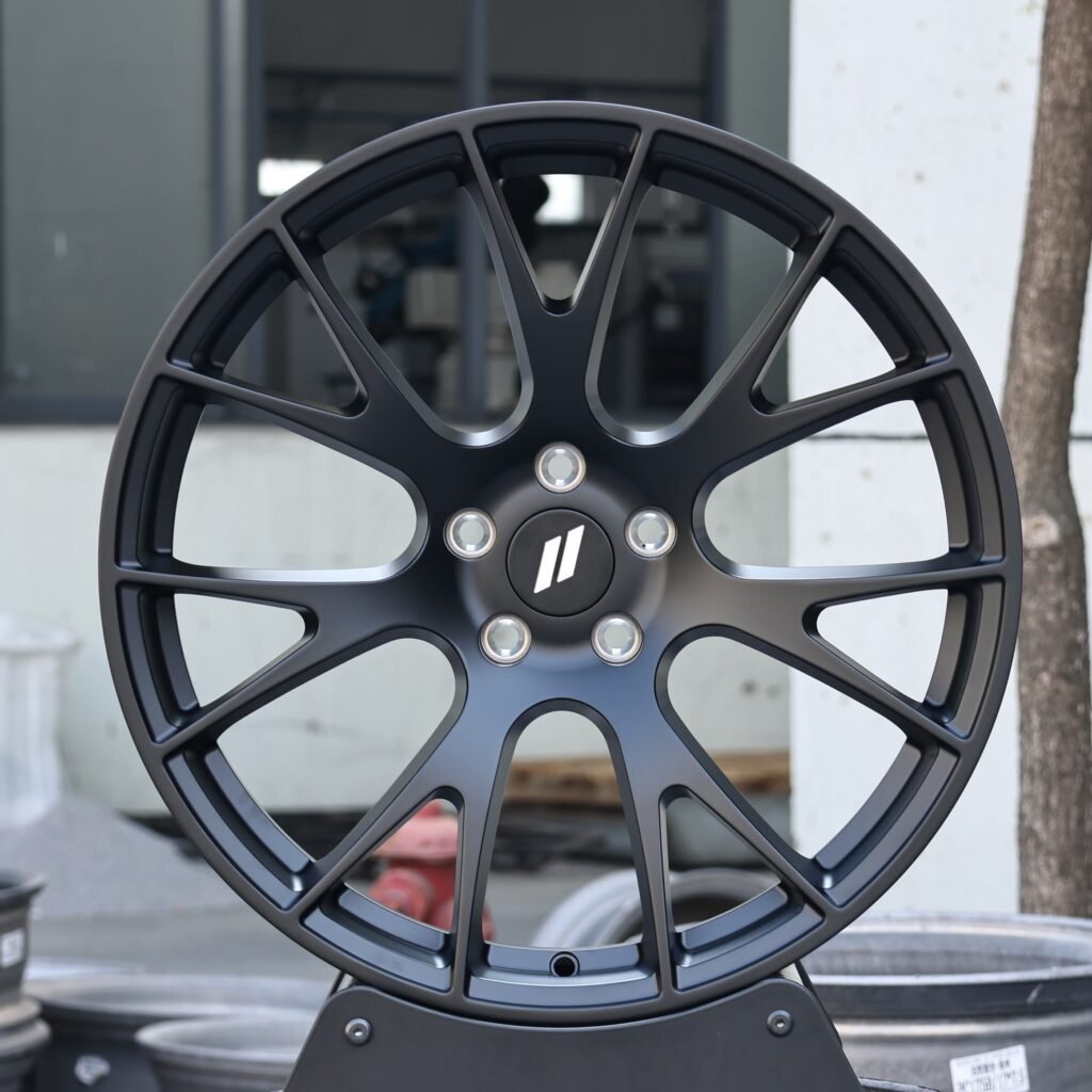 Matte Black 7 Y-Spoke Forged Wheels - Audi A6 / BMW 5 Series Fitment (5-Lug) Monoblock forged wheel