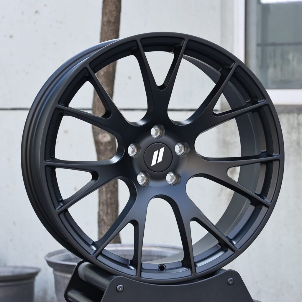 Matte Black 7 Y-Spoke Forged Wheels - Audi A6 / BMW 5 Series Fitment (5-Lug) view 2