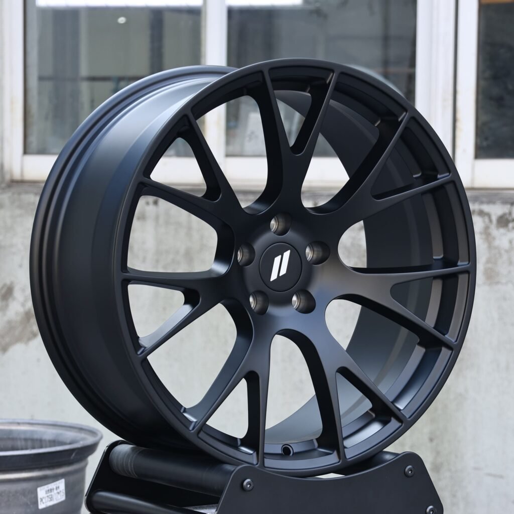 Matte Black 7 Y-Spoke Forged Wheels - Audi A6 / BMW 5 Series Fitment (5-Lug) view 3