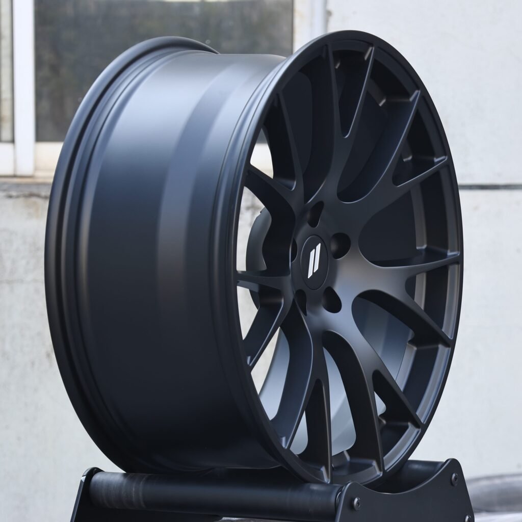 Matte Black 7 Y-Spoke Forged Wheels - Audi A6 / BMW 5 Series Fitment (5-Lug) view 4