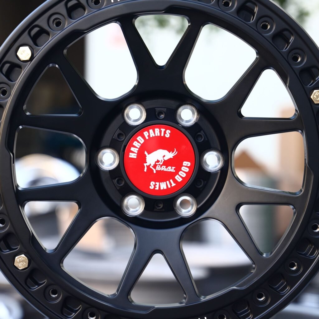 Toyota Tacoma wheels – Matte Black, lip and barrel detail