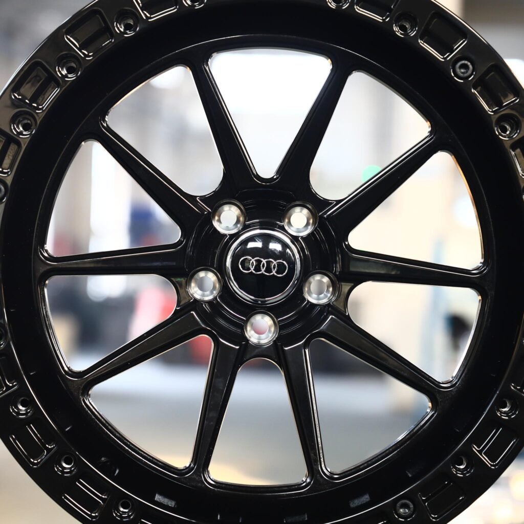 Audi A4 B9 wheels – Matte Black Custom, lip and barrel detail