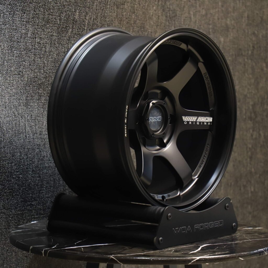 6x139.7 wheels – Matte Black Custom (Rays-Style), side view