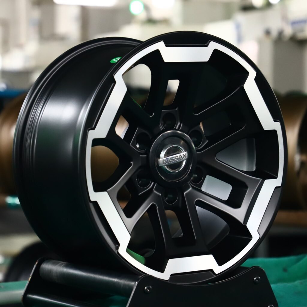Nissan Pathfinder Armada wheels – Matte Black Custom (Nissan OEM-Style), angled view