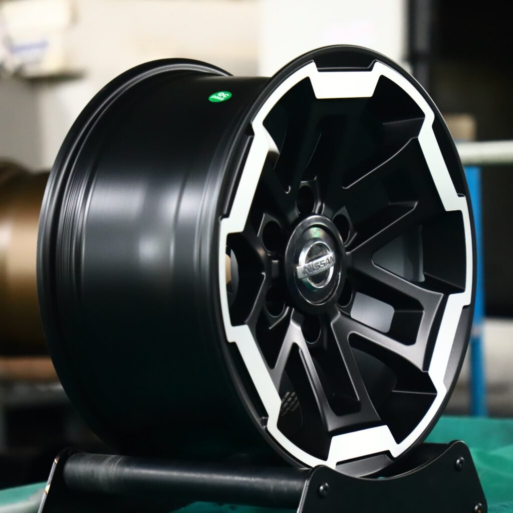 6x139.7 wheels – Matte Black Custom (Nissan OEM-Style), side view