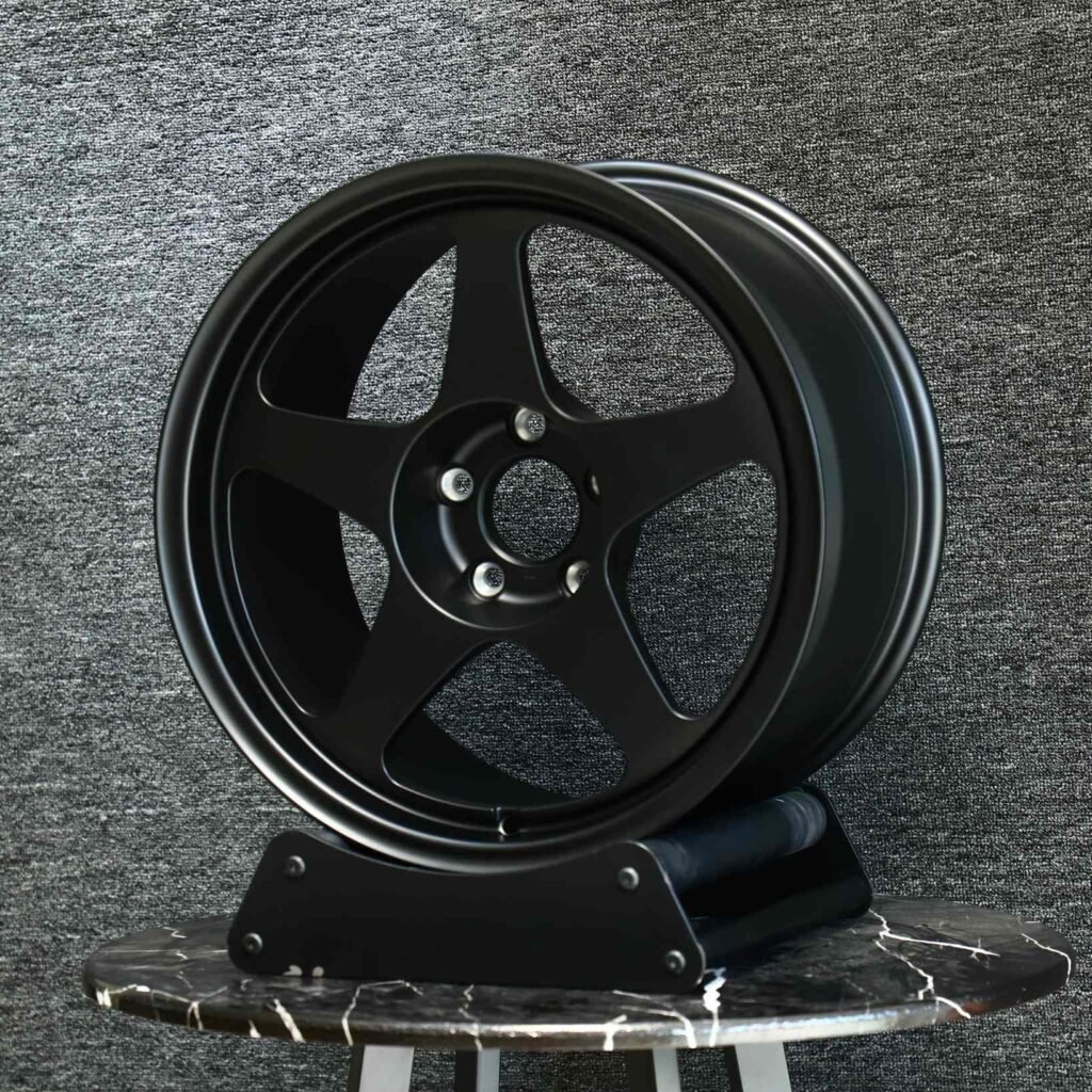 5x120 wheels – Matte Black Deep Lip, side view