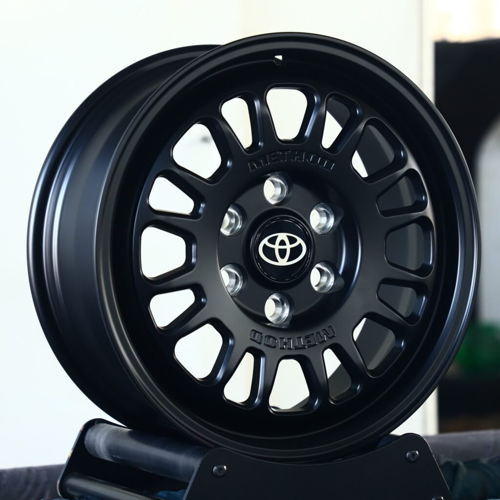 Toyota 4Runner wheels – Matte Black Deep Lip, angled view