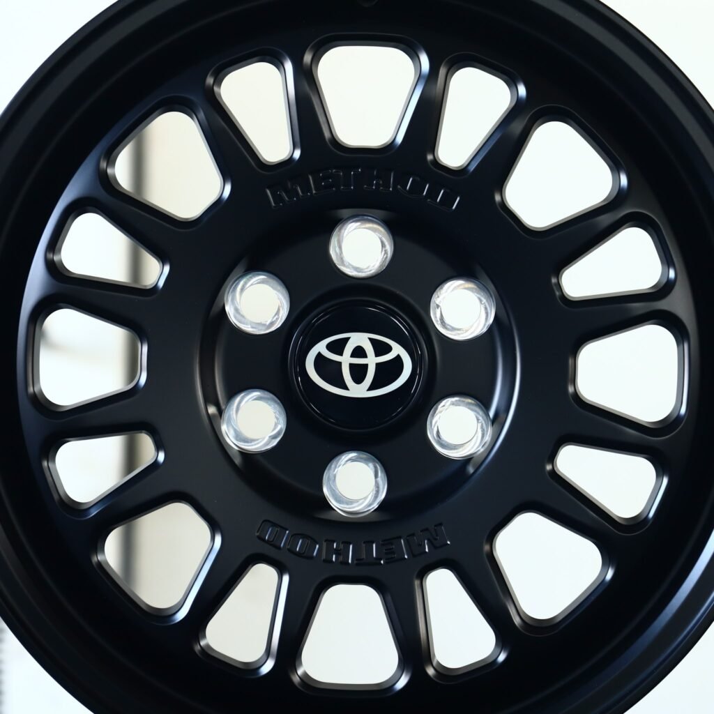 Toyota Tundra wheels – Matte Black Deep Lip, lip and barrel detail