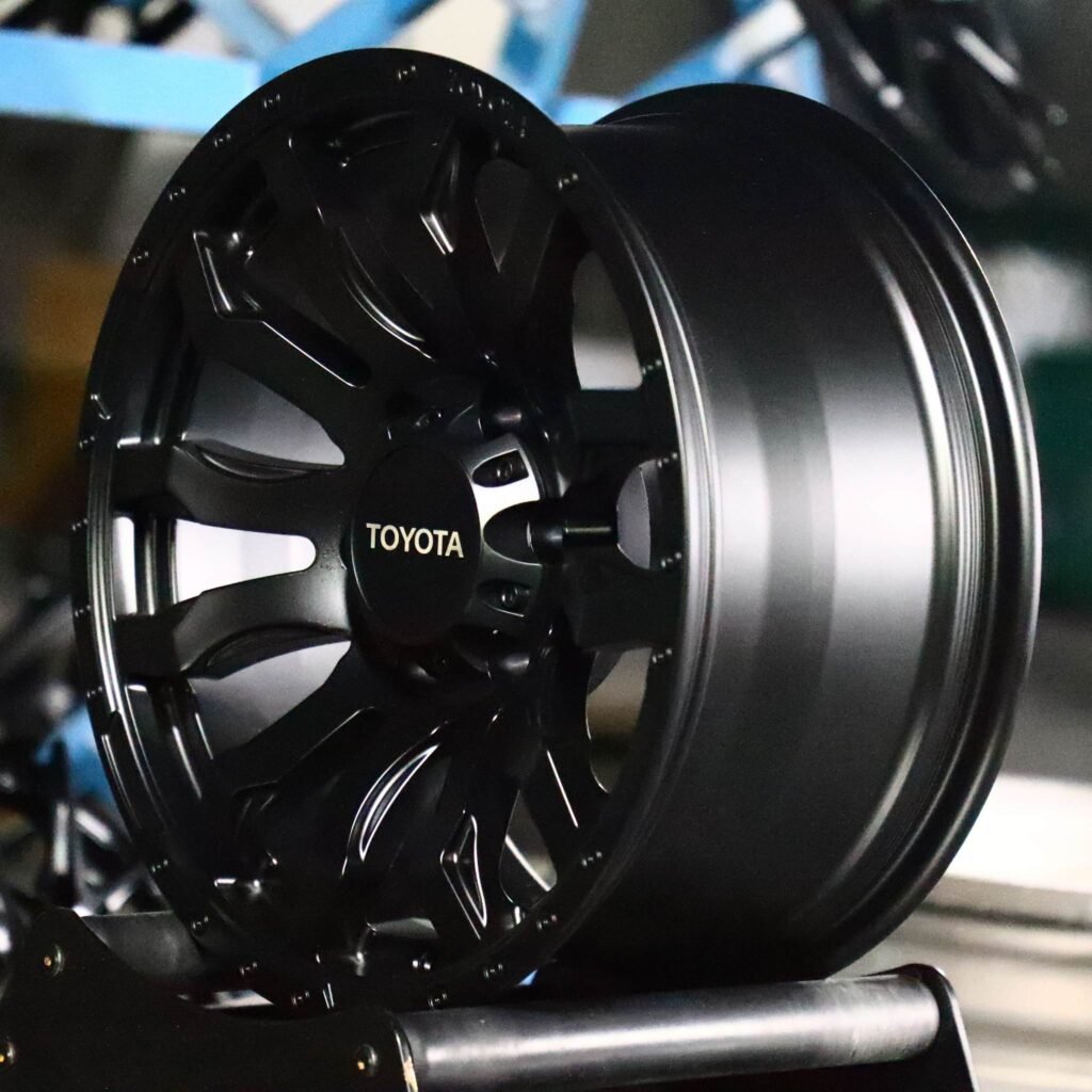 6x139.7 wheels – Matte Black Deep Lip, side view
