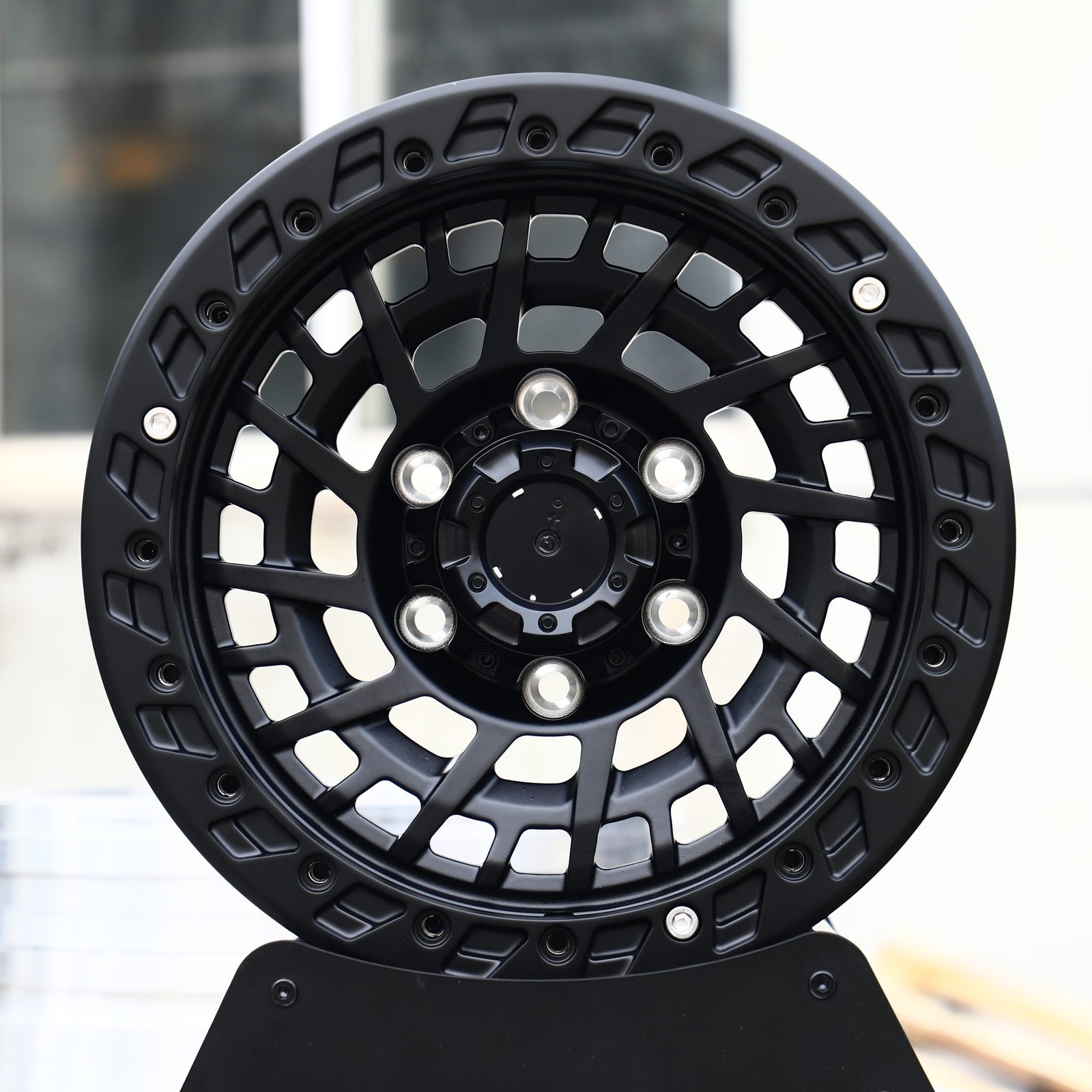 Ford F-150 wheels – Matte Black Directional Mesh, front view
