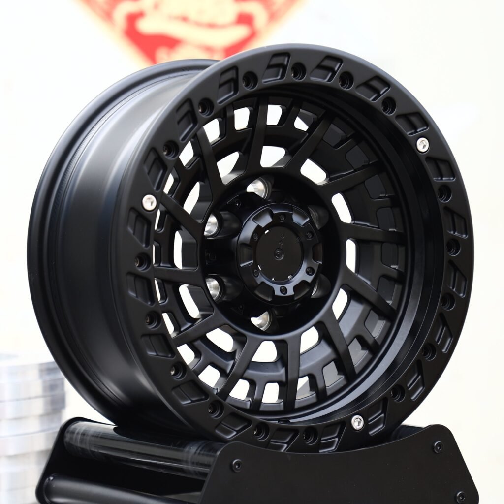 Chevrolet Silverado wheels – Matte Black Directional Mesh, angled view