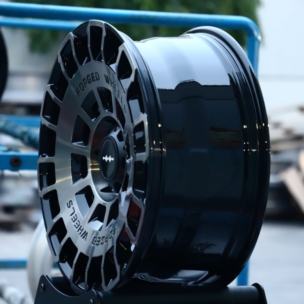 5x115 wheels – Matte Black Double-Ring (Buick OEM-Style), side view