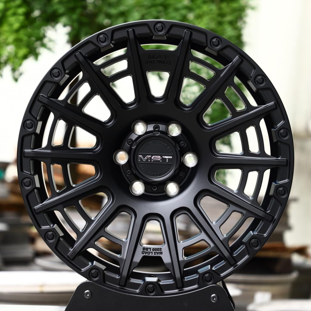 Toyota 4Runner wheels – Matte Black Exposed Bolt Detail Double Ring Lip, front view