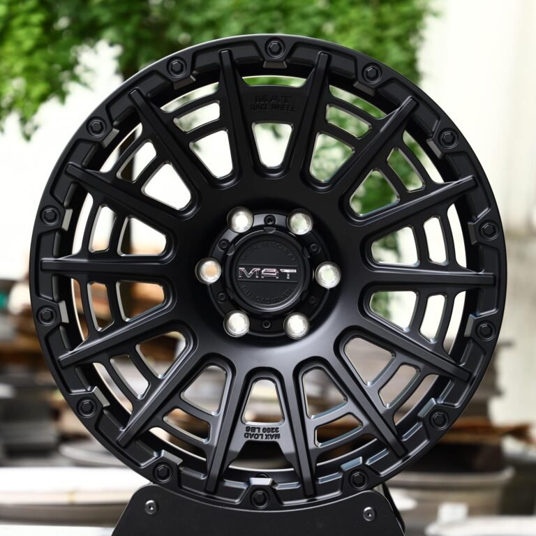 Toyota 4Runner wheels – Matte Black Exposed Bolt Detail Double Ring Lip, front view