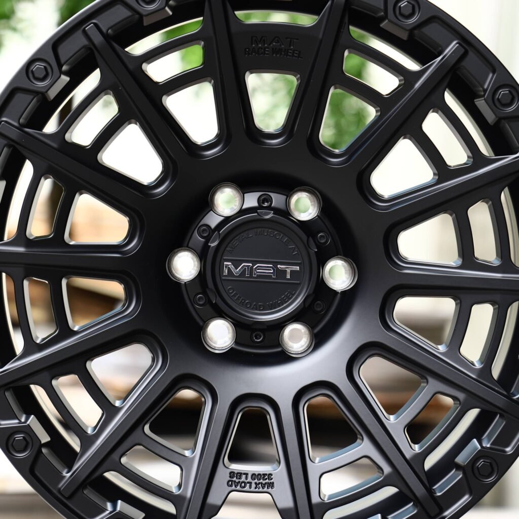 6x139.7 wheels – Matte Black Exposed Bolt Detail Double Ring Lip, side view
