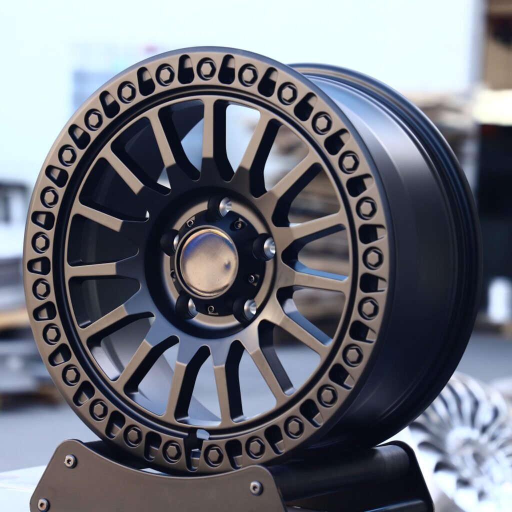 Toyota Land Cruiser wheels – Matte Black Exposed Bolt Detail, angled view