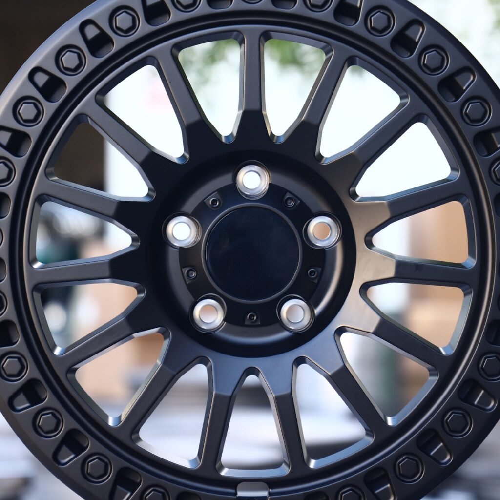 Jeep Gladiator wheels – Matte Black Exposed Bolt Detail, lip and barrel detail