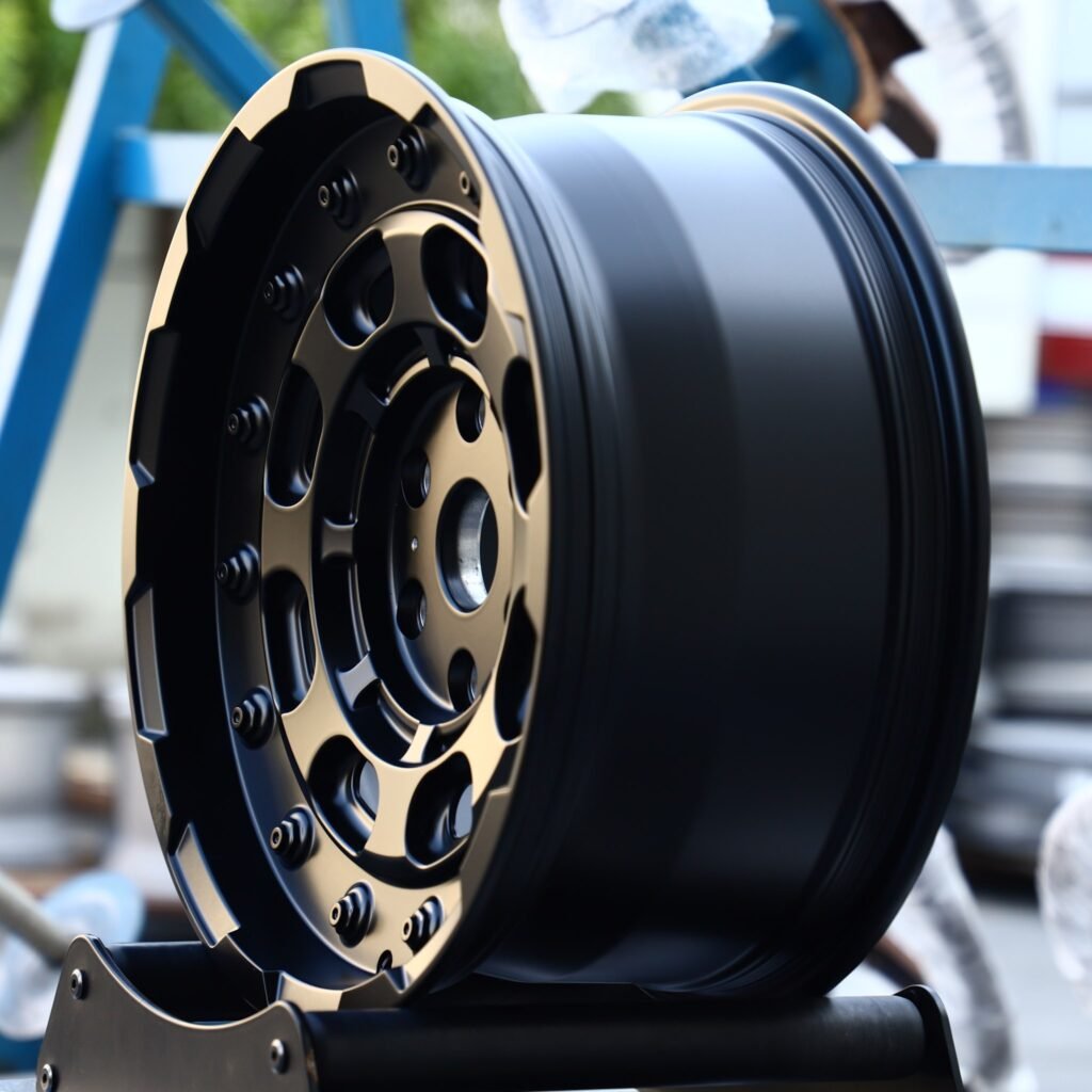 5x127 wheels – Matte Black Exposed Bolt Detail, side view