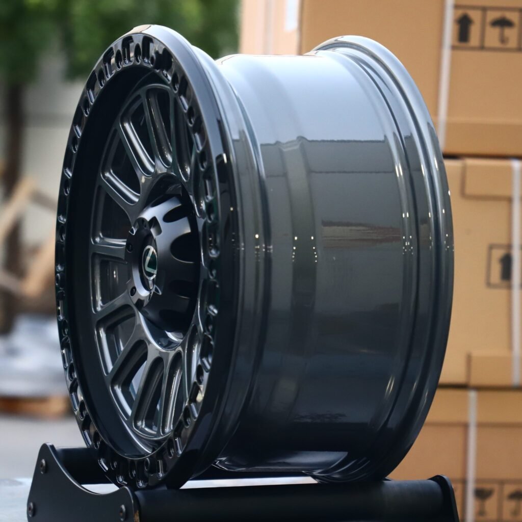 5x150 wheels – Matte Black Exposed Bolt Detail, side view