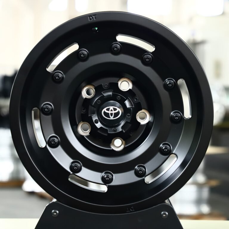 Toyota Tacoma wheels – Matte Black Exposed Bolt Detail, front view