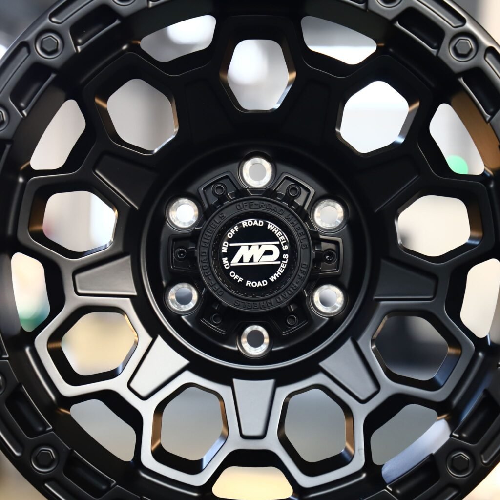 Toyota Tacoma wheels – Matte Black Exposed Bolt Detail, lip and barrel detail