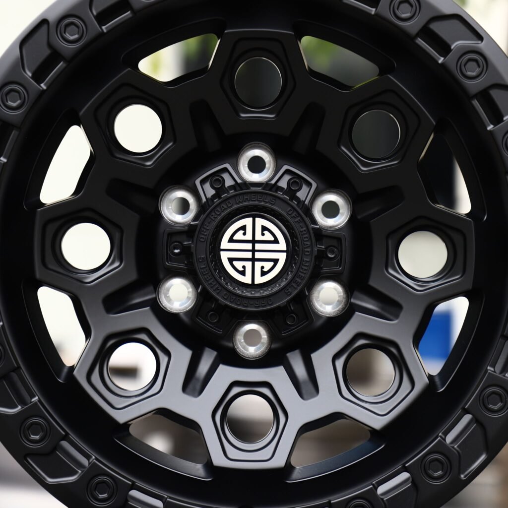 Toyota Tacoma wheels – Matte Black Exposed Bolt Detail, lip and barrel detail