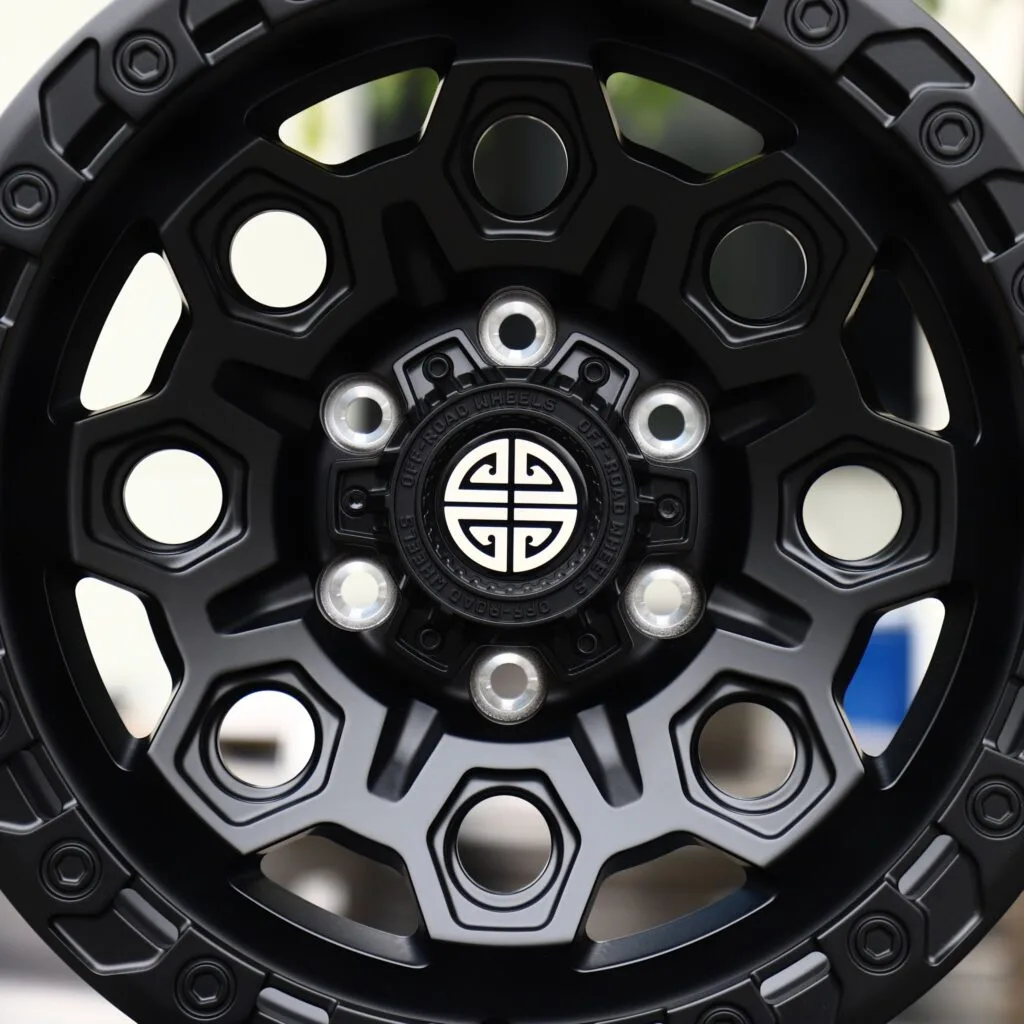 Toyota Tacoma wheels – Matte Black Exposed Bolt Detail, lip and barrel detail