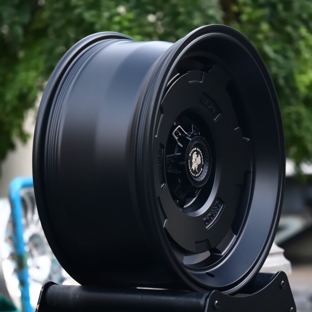 6x135 wheels – Matte Black Full-Face Deep Lip, side view