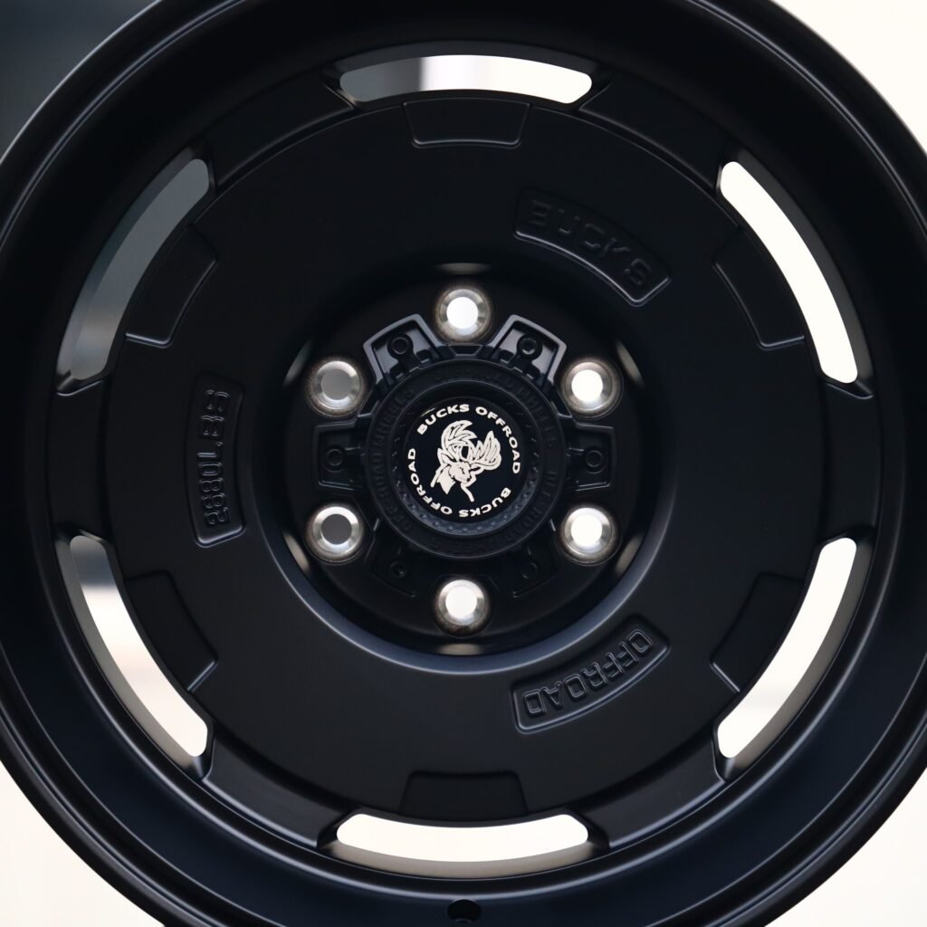 Toyota Tacoma wheels – Matte Black Full-Face Deep Lip, lip and barrel detail
