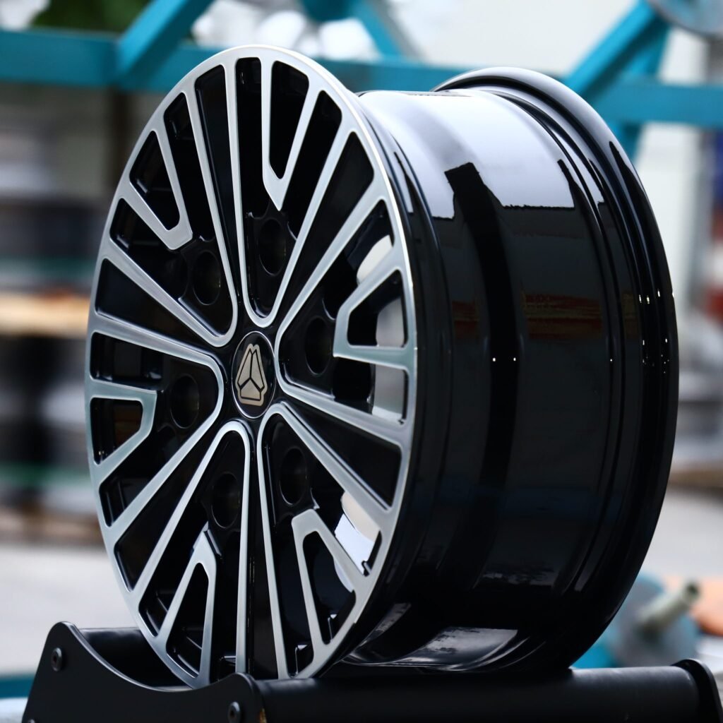 GMC Sierra wheels – Matte Black Machined Face, angled view