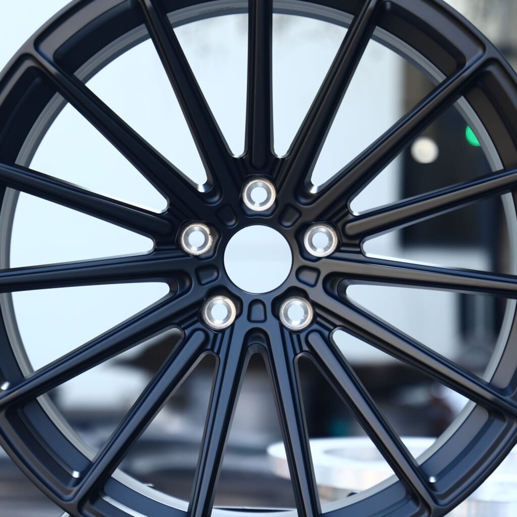Tesla Model 3 wheels – Matte Black Multi-Spoke, lip and barrel detail