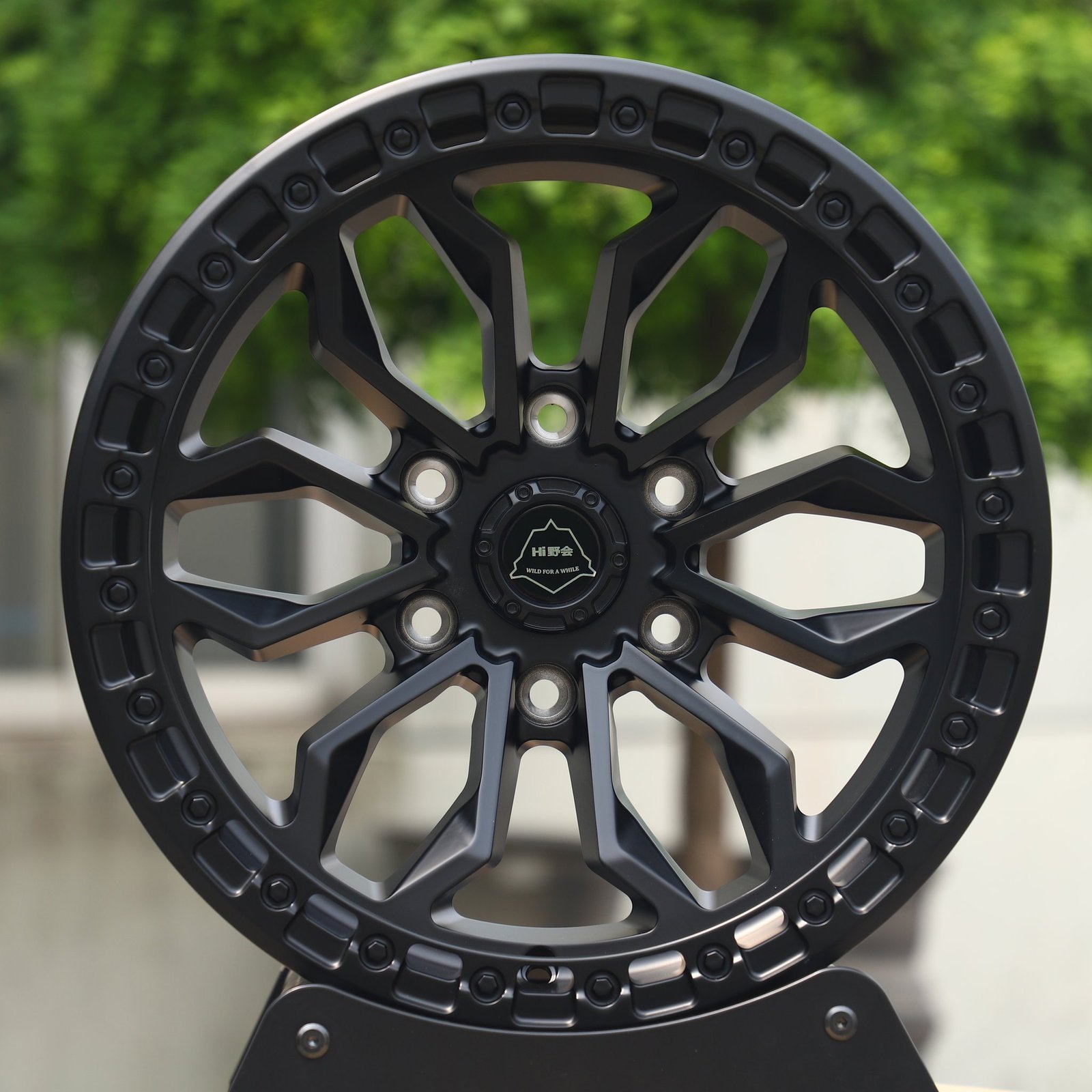 Ford F-150 wheels – Matte Black Petal Exposed Bolt Detail, front view