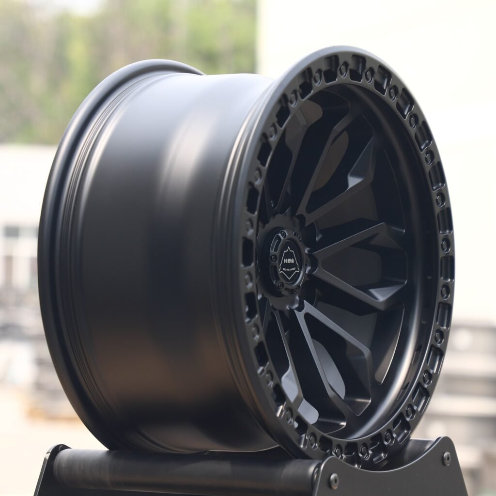 Toyota Tacoma wheels – Matte Black Petal Exposed Bolt Detail, lip and barrel detail