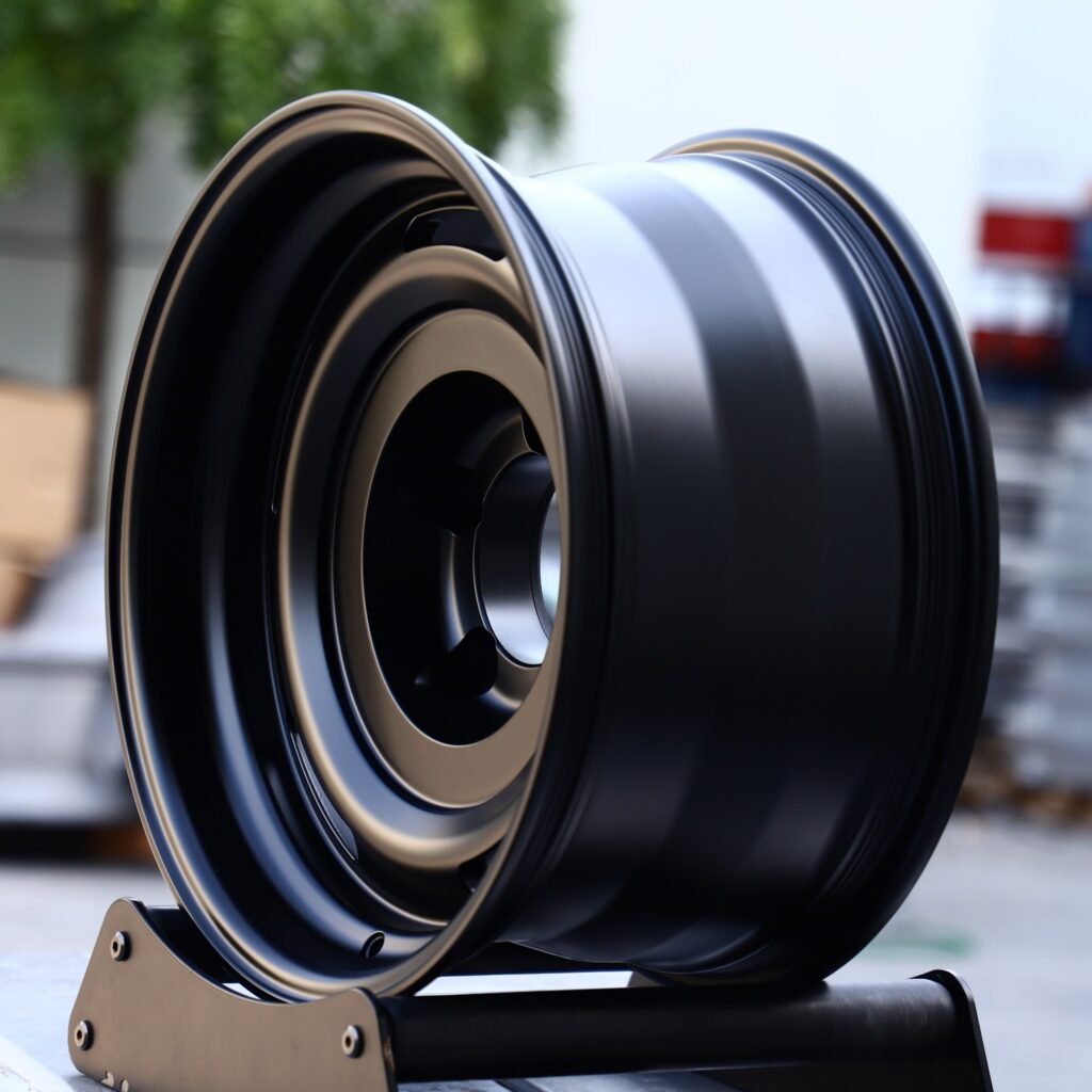 5x127 wheels – Matte Black Semi-Full-Face Deep Lip, side view