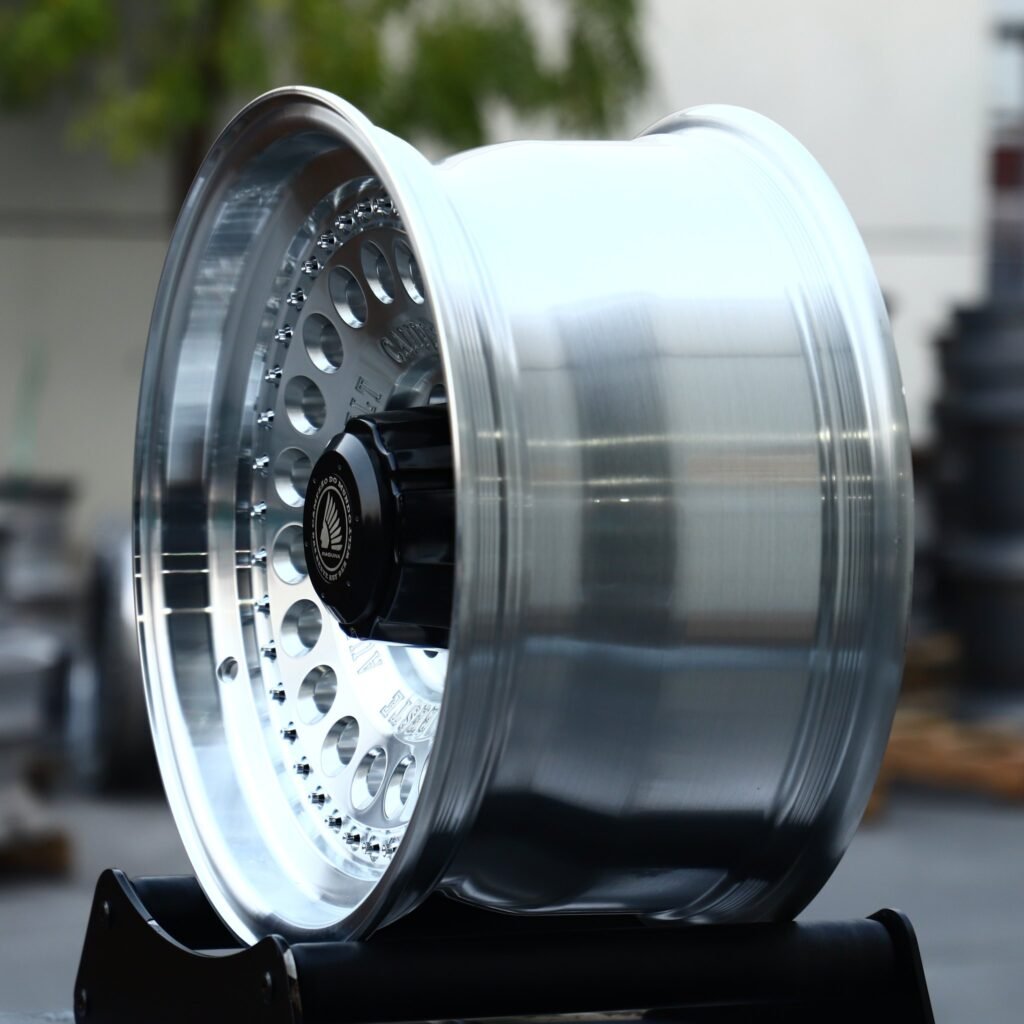 6x135 wheels – Matte Black Semi-Full-Face Riveted, side view