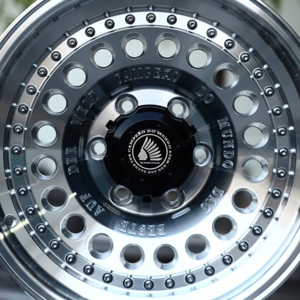 Toyota Tacoma wheels – Matte Black Semi-Full-Face Riveted, lip and barrel detail