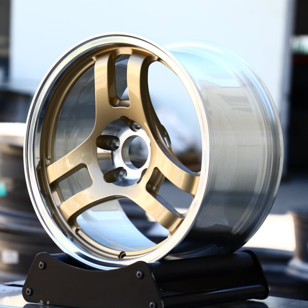 BMW M3 wheels – Matte Gold 3-Spoke, angled view