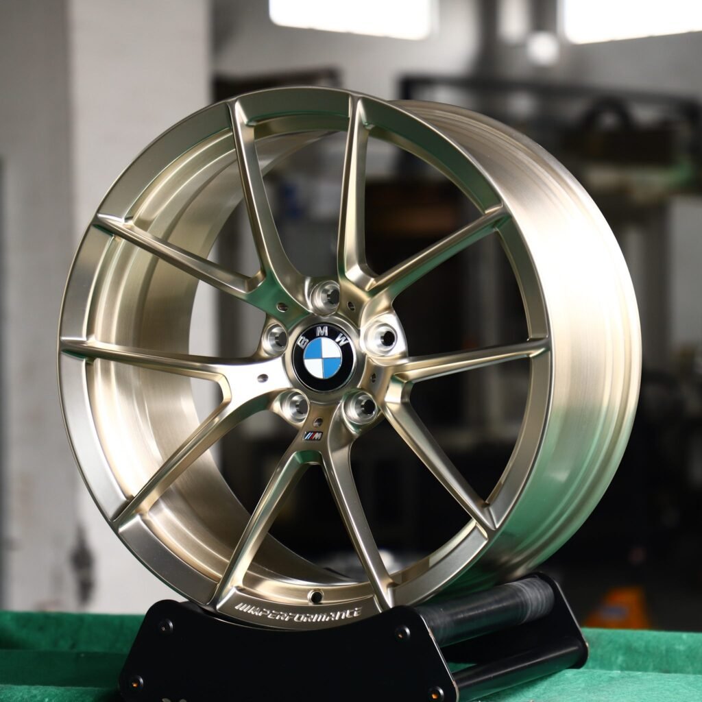 BMW M5 wheels – Matte Gold 5 Y-Spoke, angled view