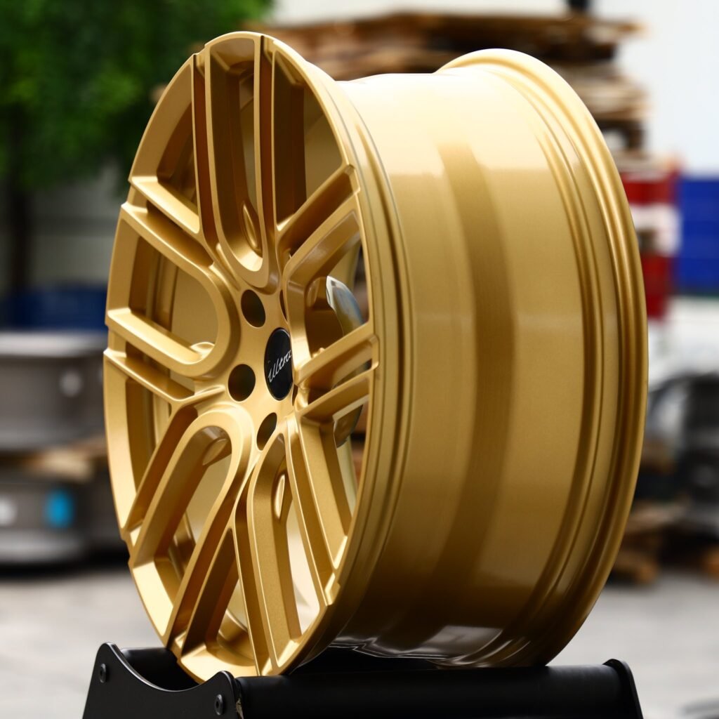 Audi A4 wheels – Matte Gold 5 Y-Spoke, angled view