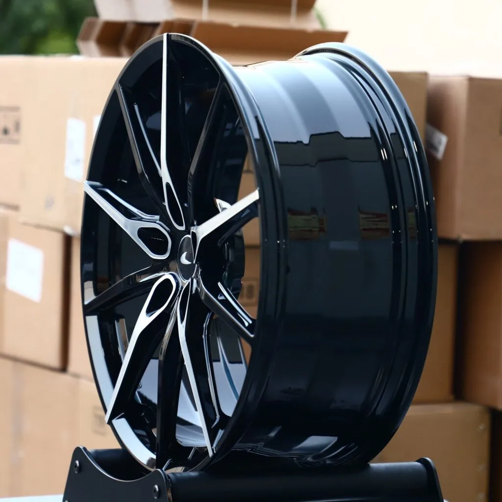 5x112 wheels – Matte Silver 10-Spoke Machined Face (McLaren OEM-Style), side view