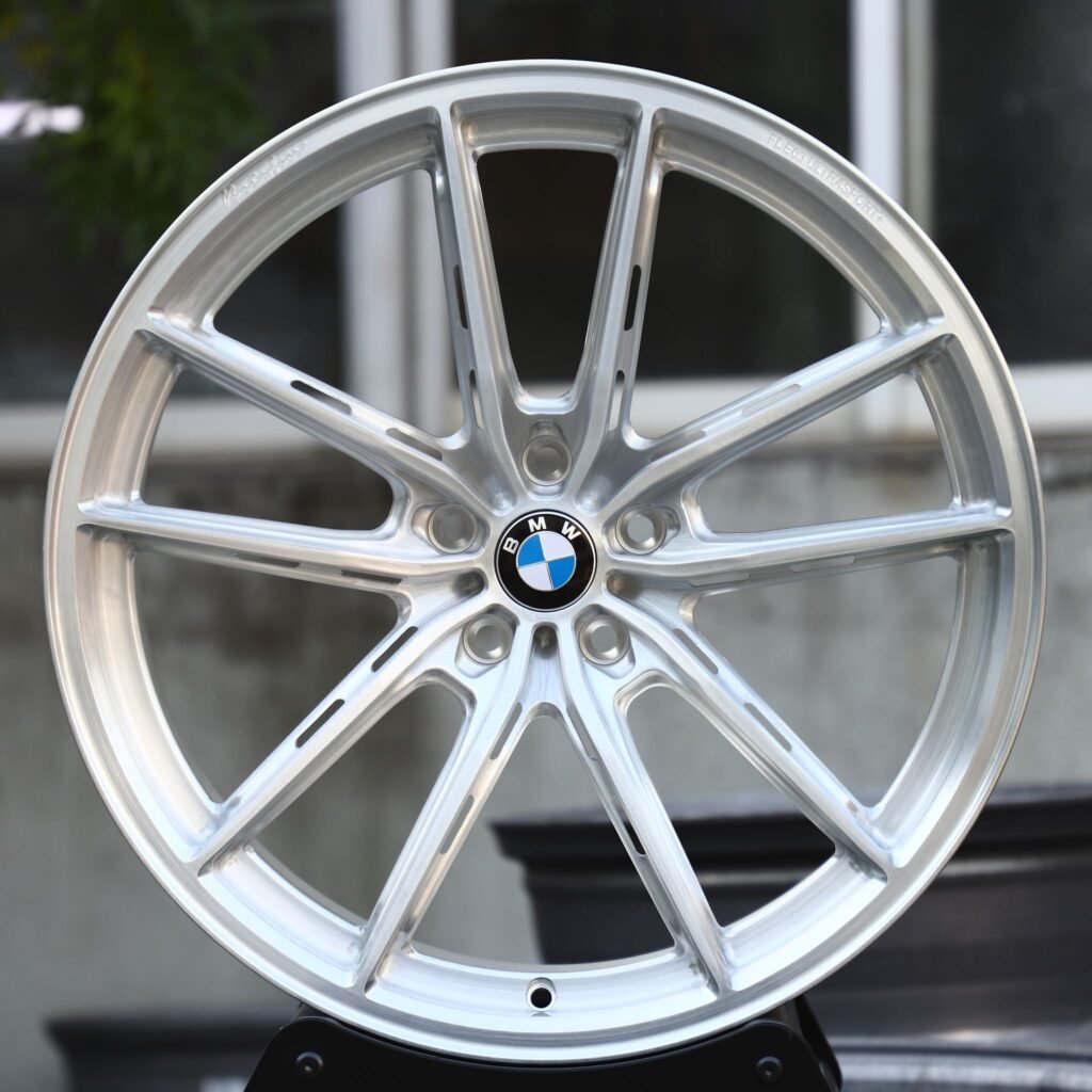 BMW M3 G80 wheels – Matte Silver 10-Spoke Side-Milled (BMW OEM-Style), front view