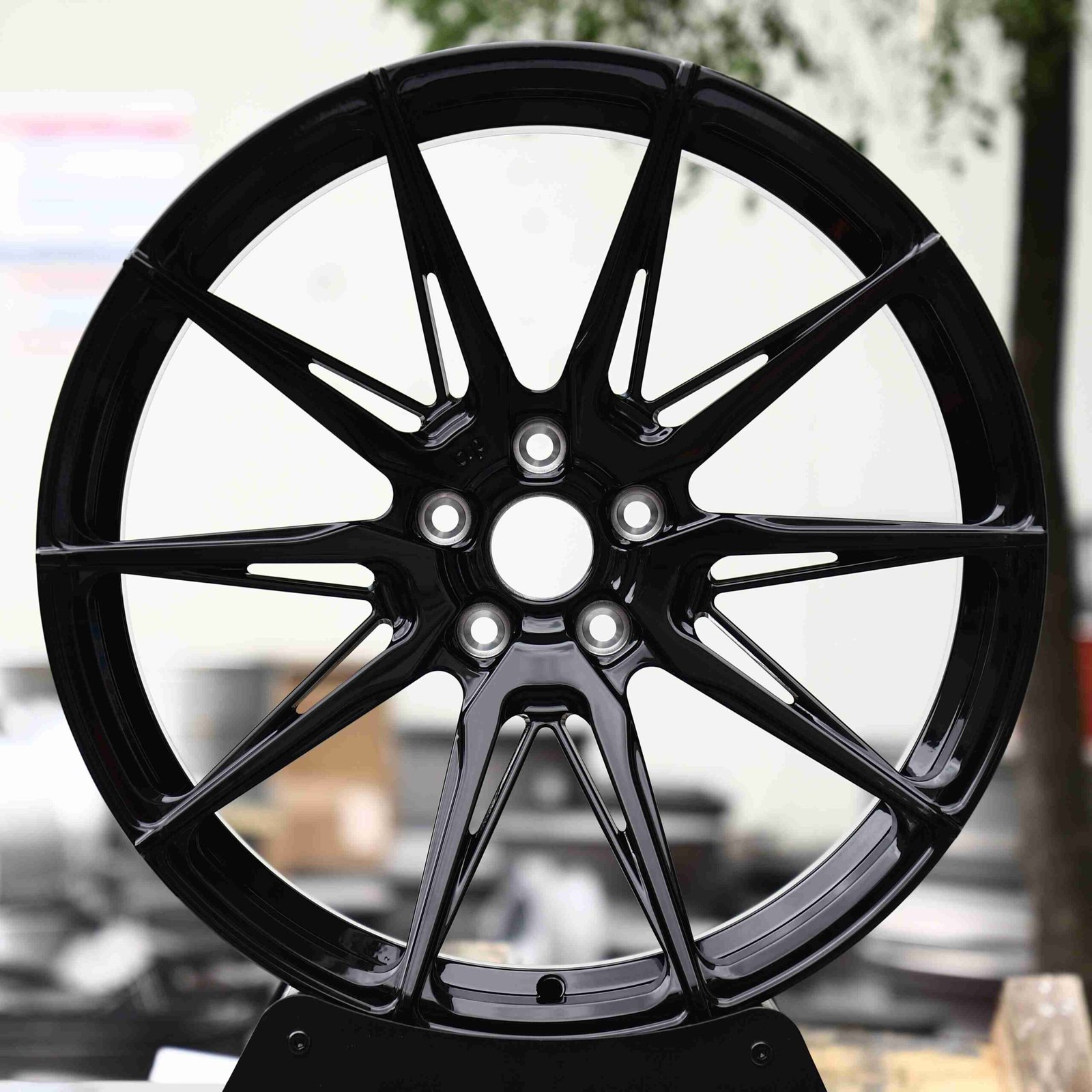 Tesla Model 3 wheels – Matte Silver 10-Spoke Side-Milled, front view