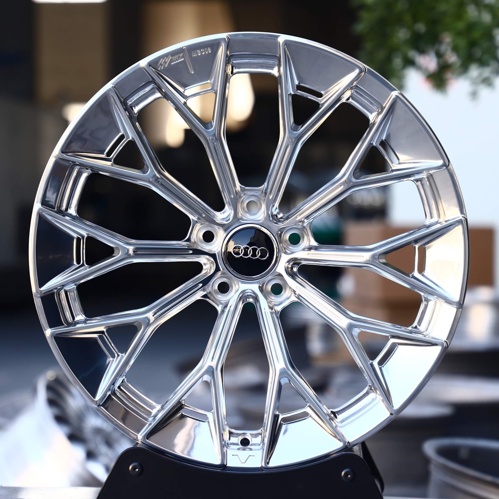 Audi A4 wheels – Matte Silver 10 Y-Spoke, front view