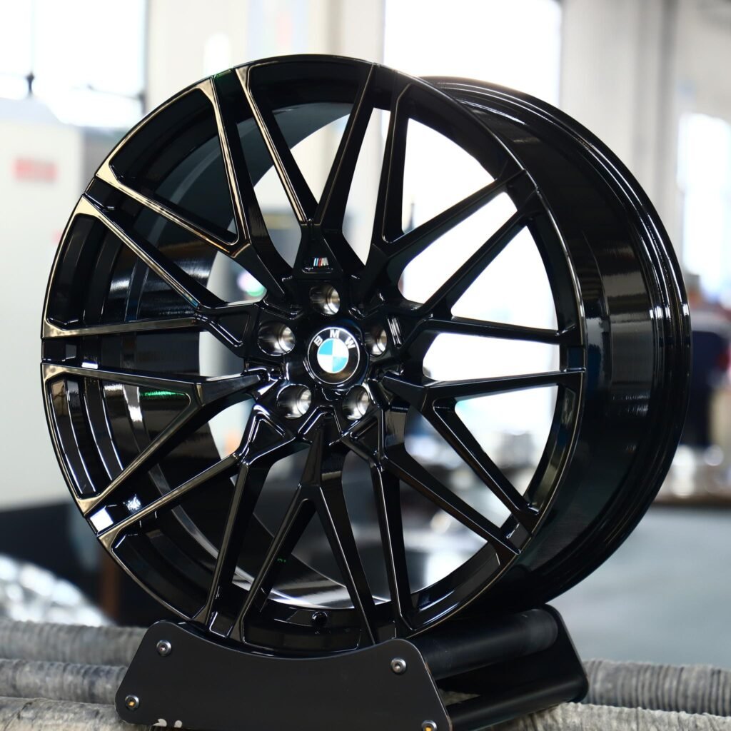 BMW M5 wheels – Matte Silver 10 Y-Spoke (BMW Style 666M), angled view